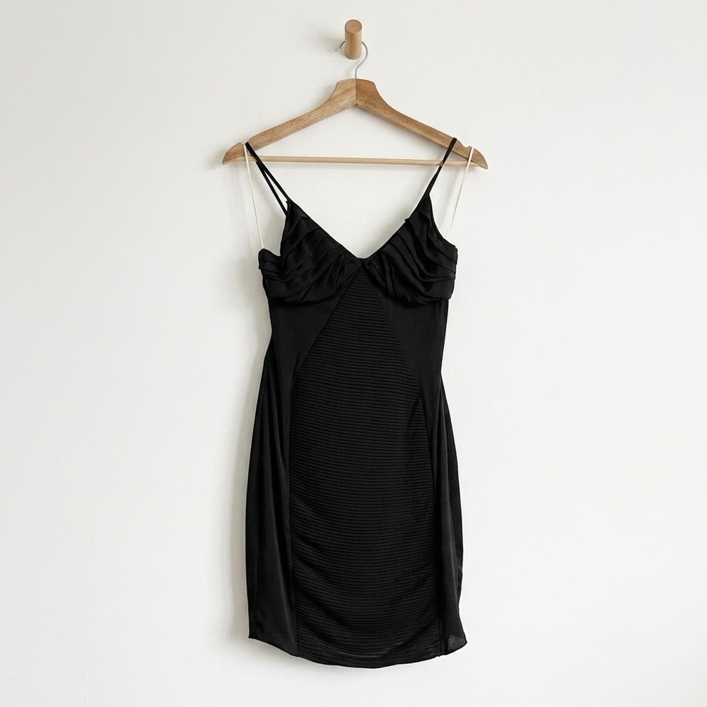 Leon Max Limited Edition Silk Blend Bodycon Mini Dress Size 2 Black LBD Party